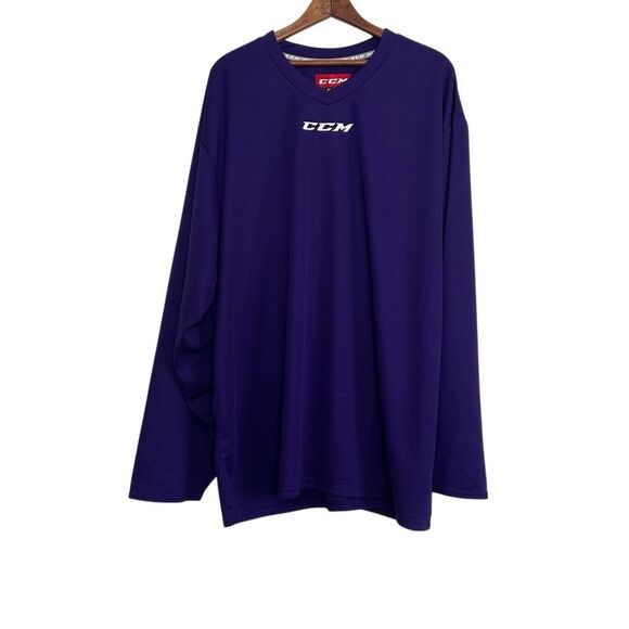 CCM NWT 5000 Series V-Neck Long Sleeve Practice Hockey Jersey Violet Size 2XL - Picture 1 of 7